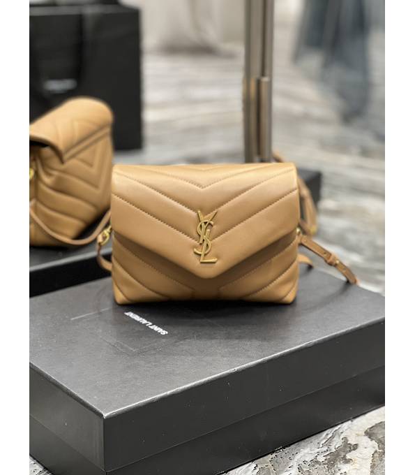 YSL Loulou Caramel Original Matelasse Calfskin Leather Golden Metal Mini Shoulder Bag