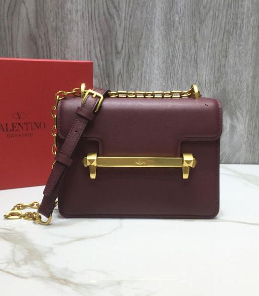 Valentino Garavani Uptown Wine Red Original Plain Veins Calfskin Shoulder Bag