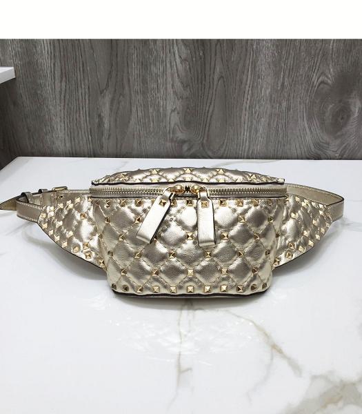 Valentino Garavani Free Rockstud Spike Golden Original Lambskin Small Belt Bag Golden Rivets