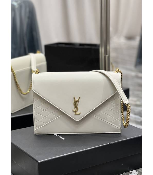 YSL Gaby White Original Vintage Lambskin Leather Golden Chain Bag