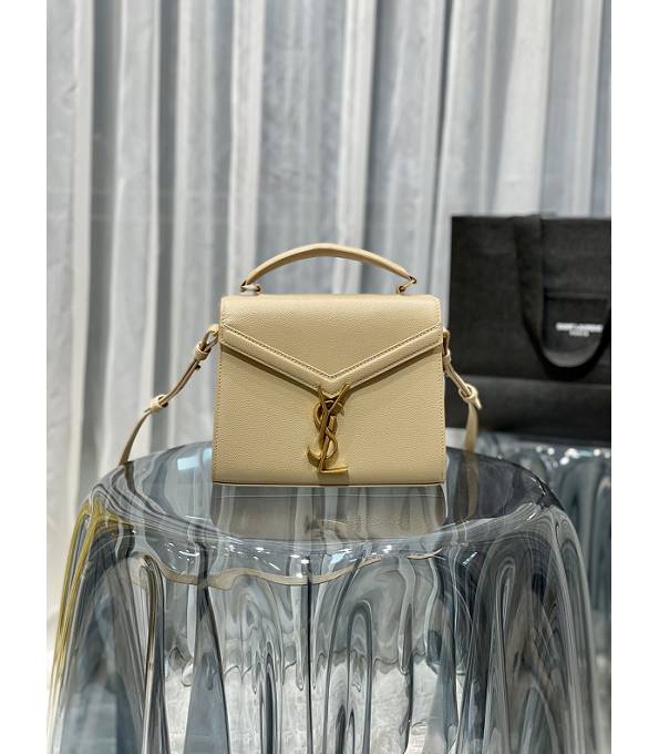 YSL Cassandra Apricot Original Caviar Veins Calfskin Leather Golden Metal Mini Top Handle Bag