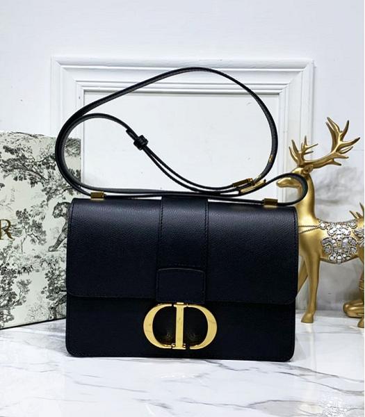 Christian Dior 30 Montaigne Original Palm Veins Calfskin Leather Flap Bag Black