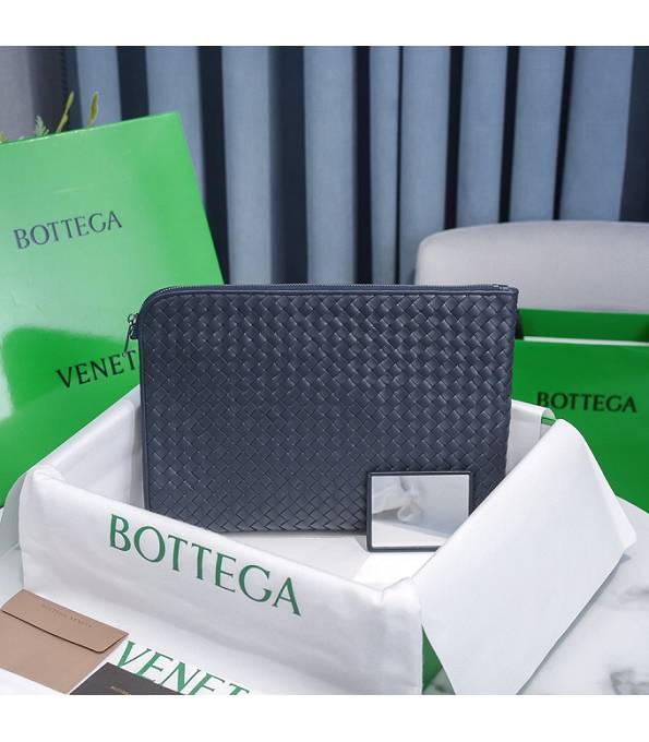 Bottega Veneta Haze Blue Original Weave Lambskin Leather Large Pouch