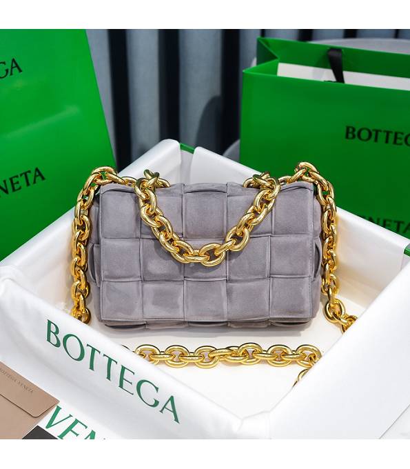 Bottega Veneta Cassette Grey Original Cashmere Leather Golden Chain Pillow Bag