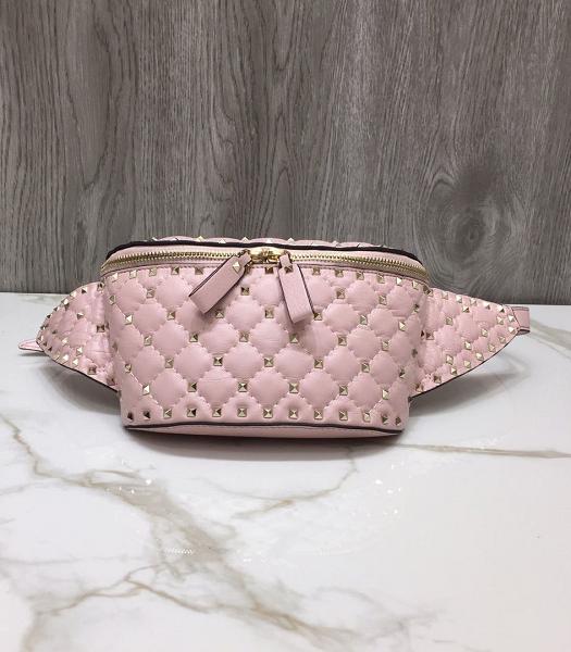 Valentino Garavani Free Rockstud Spike Pink Original Lambskin Belt Bag Golden Rivets