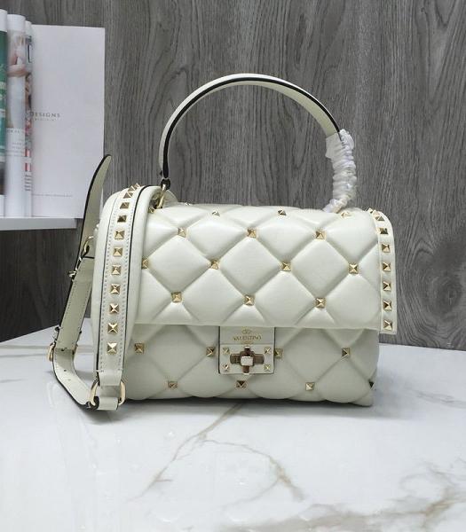 Valentino Offwhite Original Lambskin Leather Tote Bag Golden Rivets