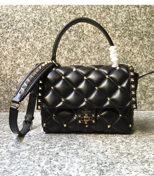 Valentino Black Original Lambskin Leather Tote Bag Golden Rivets