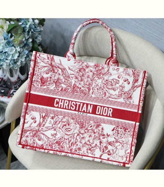 Christian Dior Peony Original Canvas 41cm Book Tote Bag Red