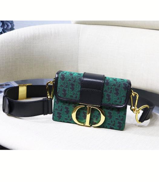 Christian Dior 30 Montaigne Green Canvas Original Calfskin Mini Box Bag Black