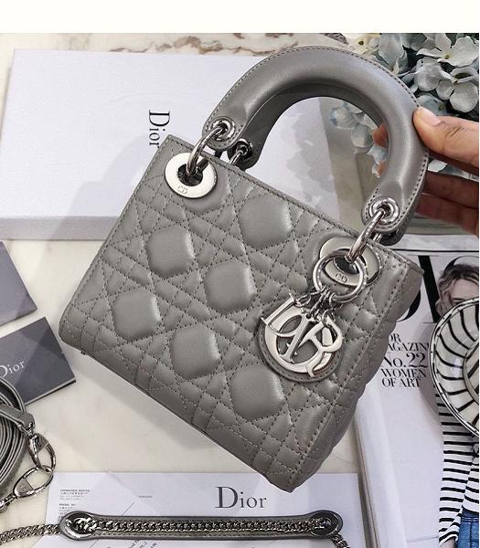 Christian Dior Original Lambskin Silver Metal 17cm Tote Bag Grey