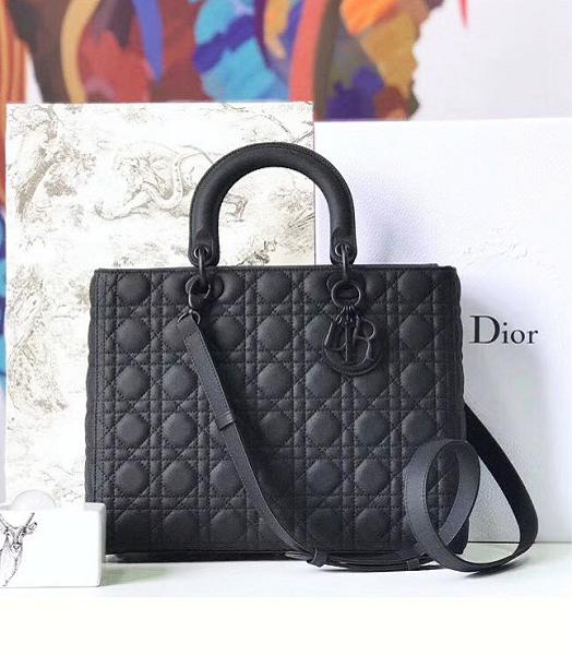 Christian Dior Ultra Matte Original Lambskin Scrub Metal 32cm Tote Bag Black