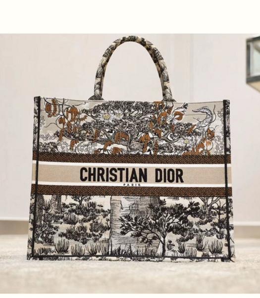 Christian Dior Tree Original Canvas 41cm Book Tote Bag Black