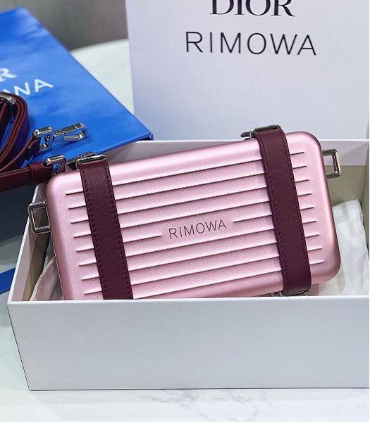 Christian Dior Rimowa Aluminum And Original Calfskin Personal Clutch Pink