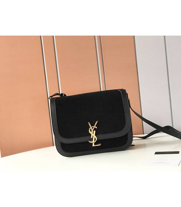 YSL Solferino Black Original Scrub Leather 22cm Shoulder Bag