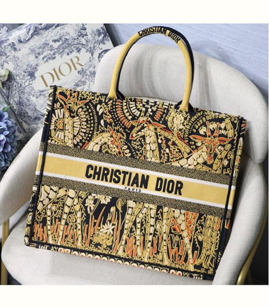 Christian Dior Giraffe Original Canvas 41cm Book Tote Bag Yellow