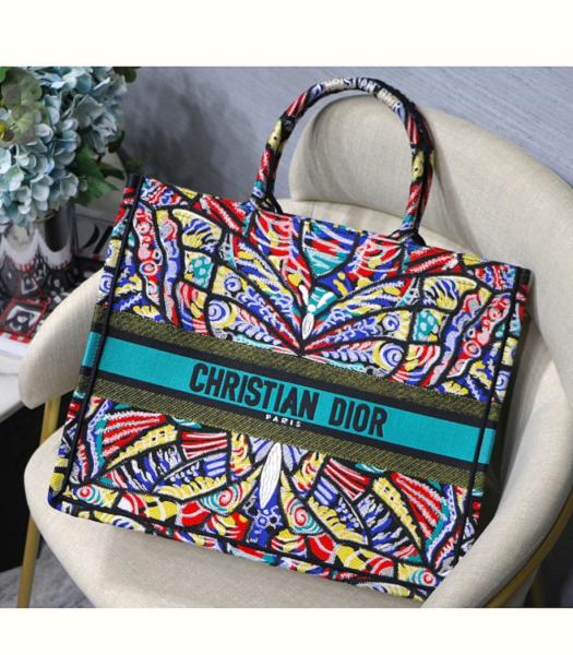 Christian Dior Multicolor Original Canvas 41cm Book Tote Bag Blue