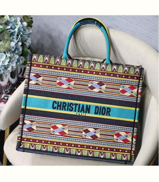 Christian Dior Multicolor Original Canvas 41cm Book Tote Bag Light Blue