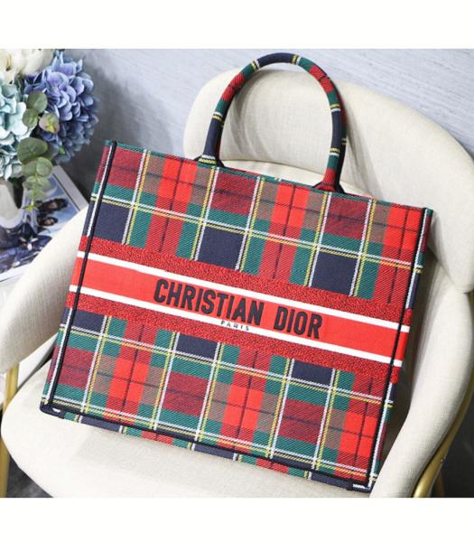 Christian Dior England Style Original Canvas 41cm Book Tote Bag Red