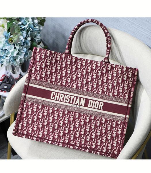 Christian Dior Embroidery Original Canvas 41cm Book Tote Bag Jujube