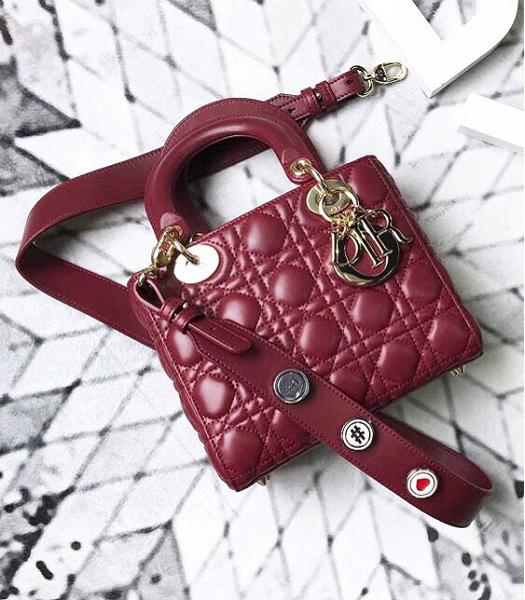 Christian Dior My ABCDior Original Lambskin Golden Metal 20cm Tote Bag Wine Red