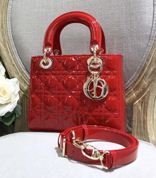 Christian Dior My ABCDior Original Patent Leather Golden Metal 20cm Tote Bag Red