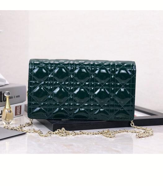 Christian Dior Original Patent Woc Golden Chain Bag Dark Green