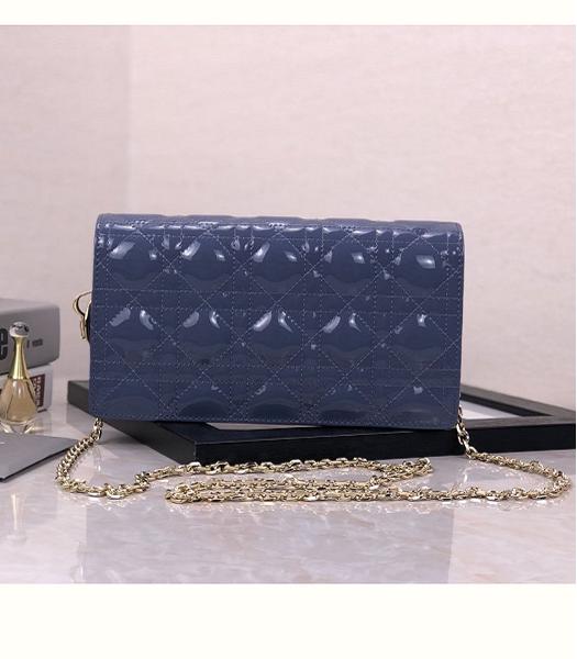 Christian Dior Original Patent Woc Golden Chain Bag Blue