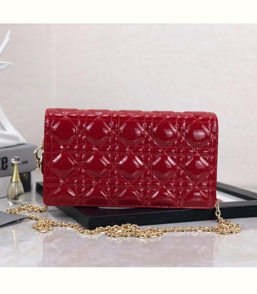 Christian Dior Original Patent Woc Golden Chain Bag Red