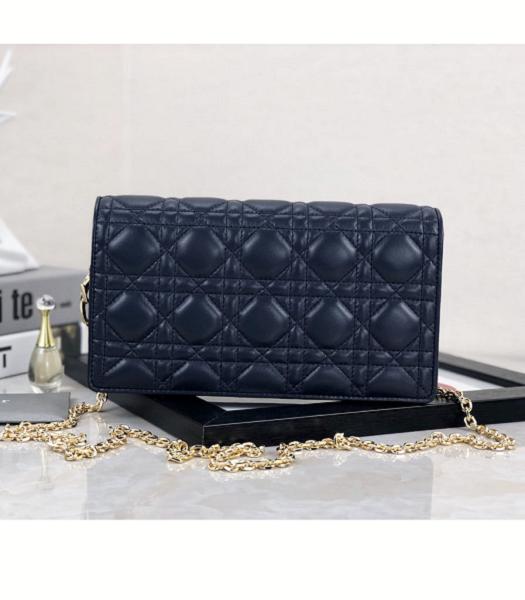 Christian Dior Original Lambskin Woc Golden Chain Bag Dark Blue