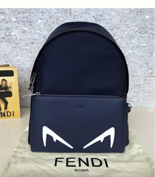 Fendi Vocabulary Dark Blue Original Waterproof With Original Leather 33cm Backpack