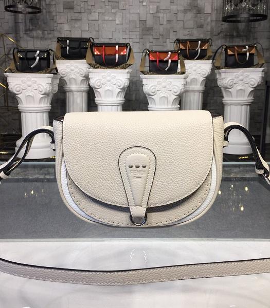 Fendi White Original Leather 21cm Saddle Bag