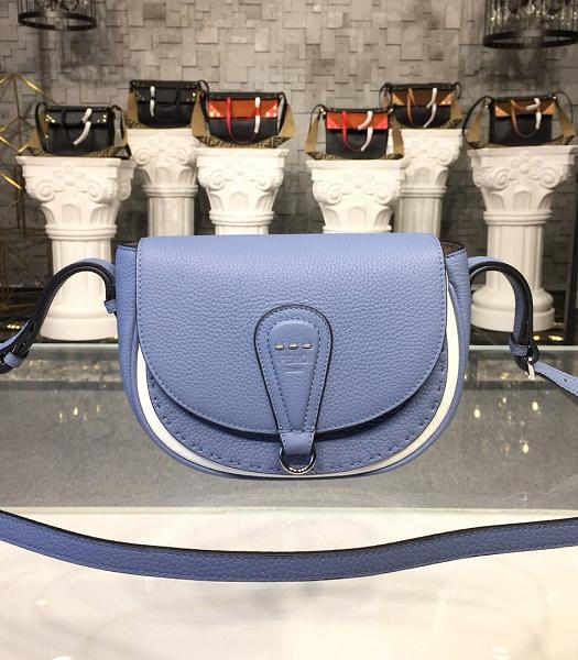 Fendi Purple Blue Original Leather 21cm Saddle Bag