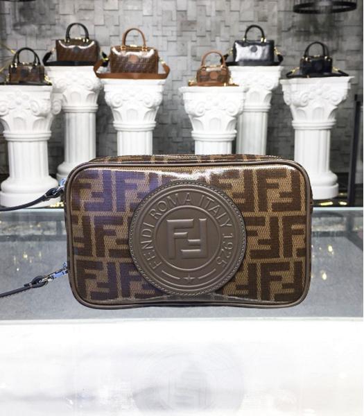 Fendi FF PVC With Coffee Original Leather 21cm Camera Case