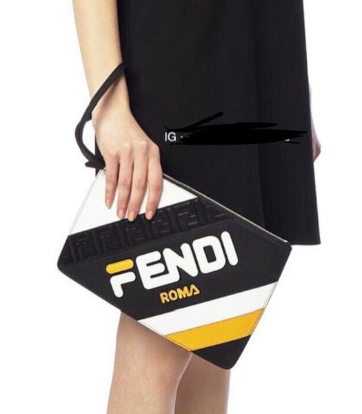 Fendi Triplette Mania Printed Black/White Original Leather 30cm Clutch