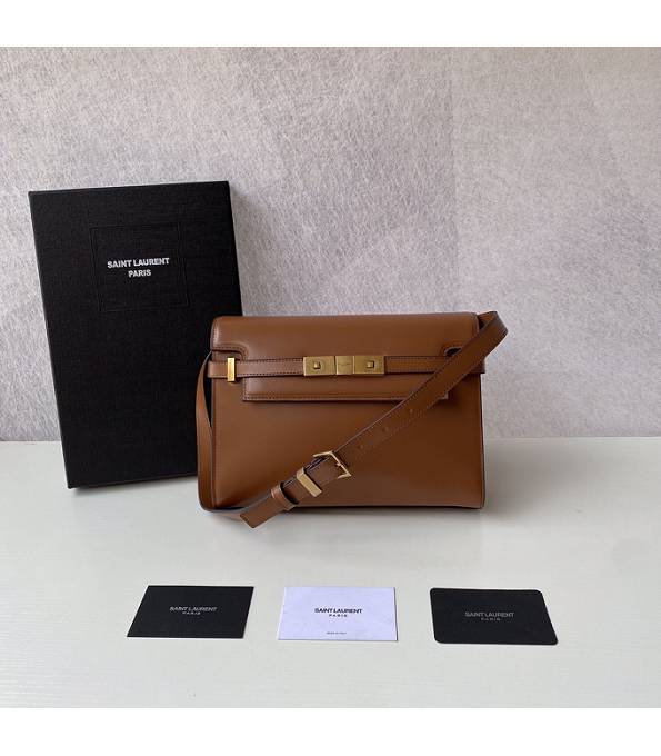 YSL Manhattan Brown Original Calfskin Leather Small Shoulder Bag