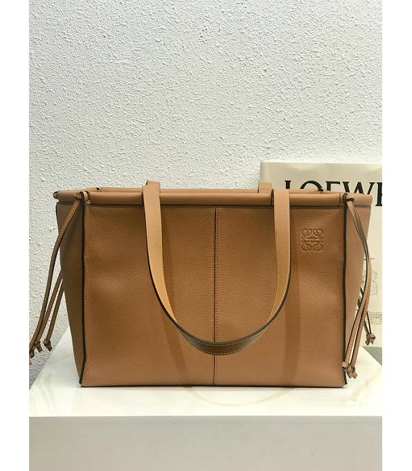 Loewe Brown Original Litchi Veins Calfskin Leather Cushion Tote Bag