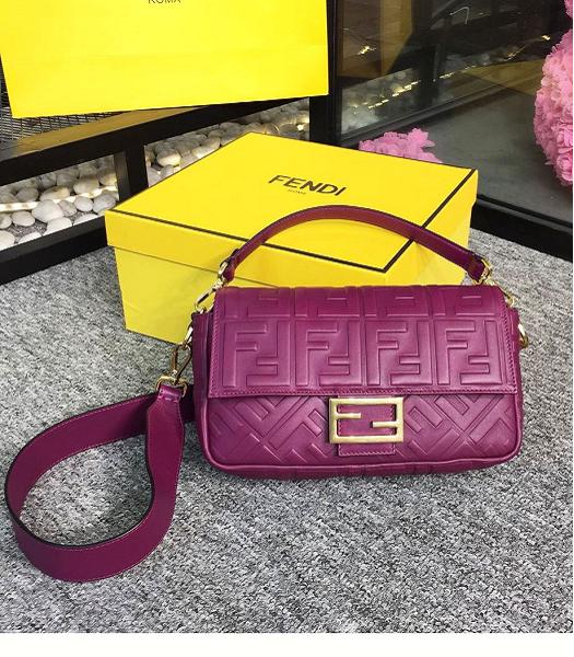 Fendi Baguette Three-Dimensional FF Fuchsia Original Lambskin 26cm Medium Shoulder Bag