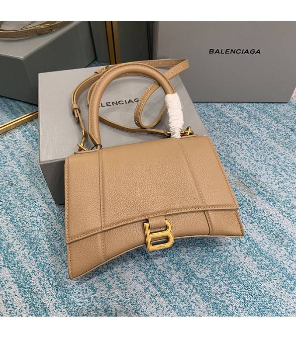 Balenciaga Nude Pink Original Litchi Veins Calfskin Golden Metal 23cm Hourglass Bag