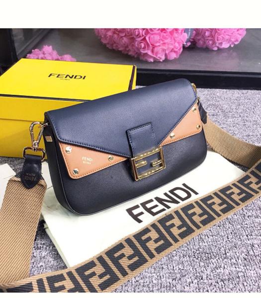 Fendi Baguette Black/Apricot Original Leather 27cm Shoulder Bag