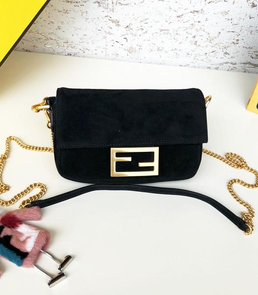 Fendi Baguette Black Original Deerskin Leather 19cm Mini Bag