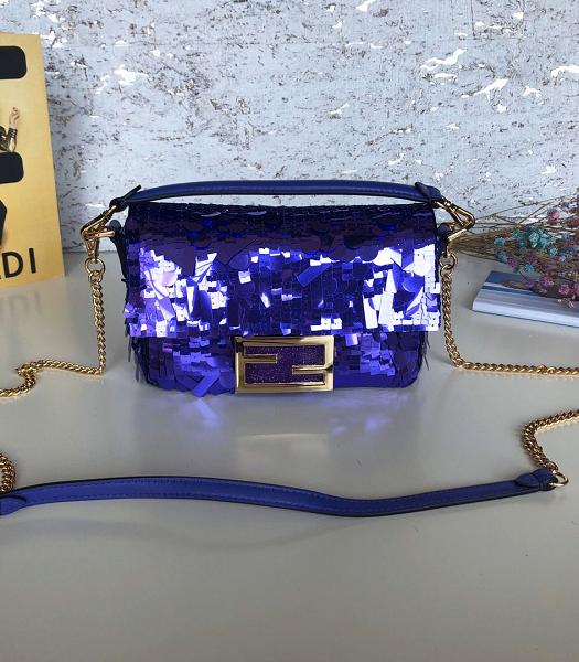 Fendi Baguette Purple Sequins Leather 19cm Mini Bag