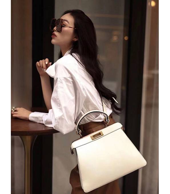 Fendi White Original Leather 33cm Peekaboo ISeeU Bag