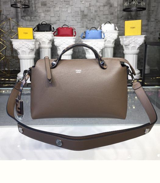 Fendi Brown Original Leather 28cm FF Handle Medium By The Way Bag