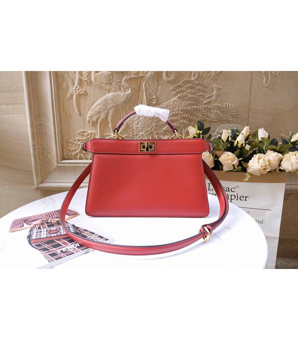 Fendi Red Original Leather 29cm Peekaboo ISeeU Bag