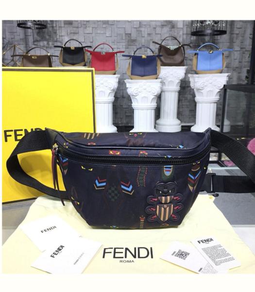 Fendi Super Bugs Dark Blue Original Nylon Belt Bag