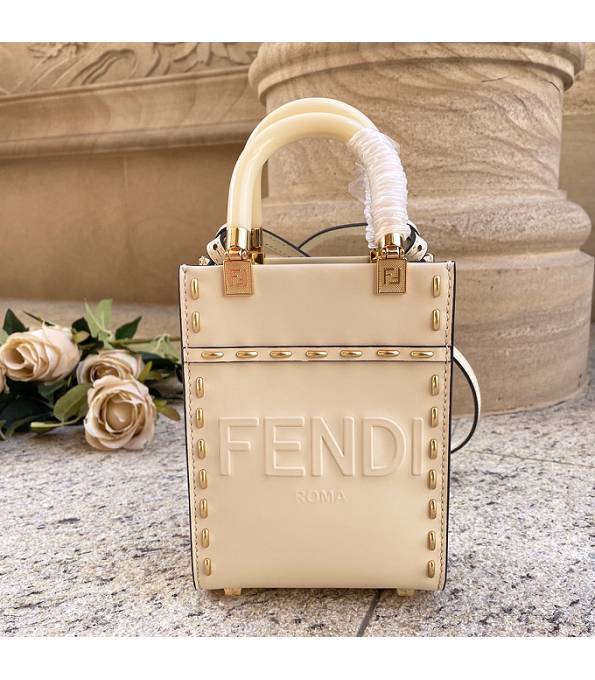 Fendi White Original Leather Mini Sunshine Shopper Tote Bag