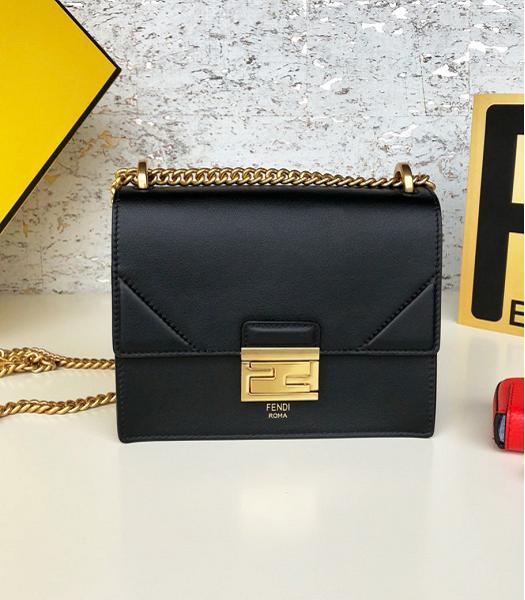 Fendi Kan U Black Original Leather 19cm Small Shoulder Bag