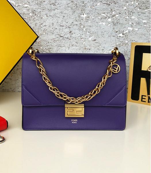 Fendi Kan U Purple Original Leather 25cm Medium Shoulder Bag