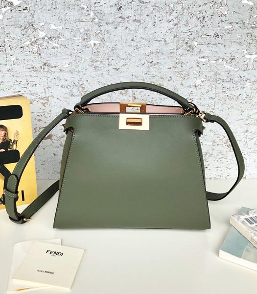 Fendi Peekaboo Iconic Essentially Army Green Original Leather 27cm Shoulder Bag