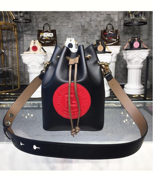 Fendi Red Mon Tresor Black Original Leather 18cm Medium Bucket Bag